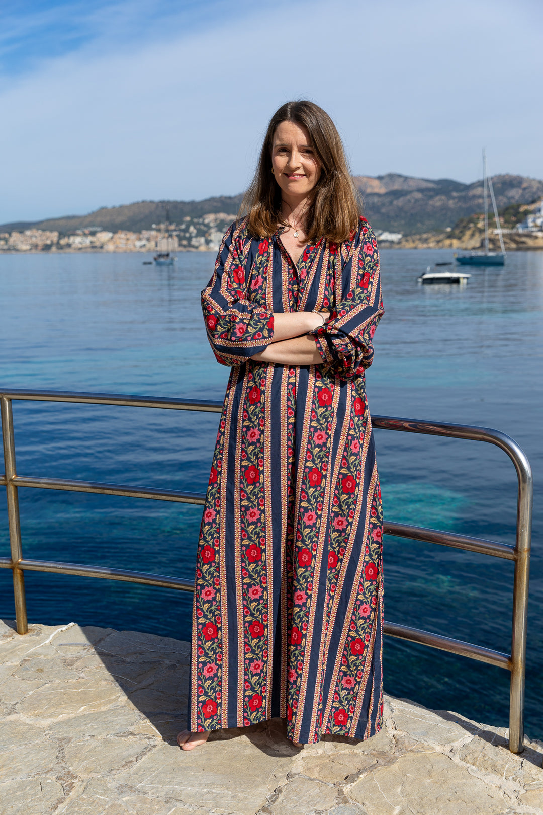 VESTIDO TERRENAS RAYAS MARINO