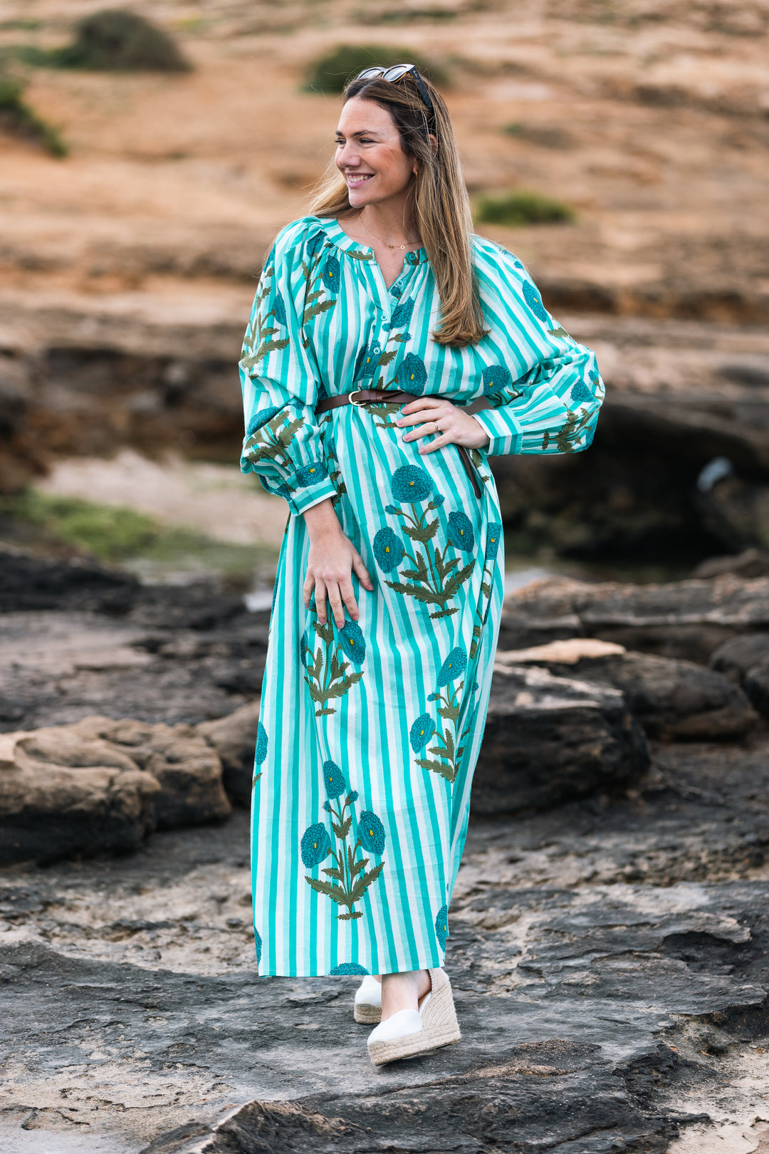 VESTIDO TERRENAS MINT RAYAS