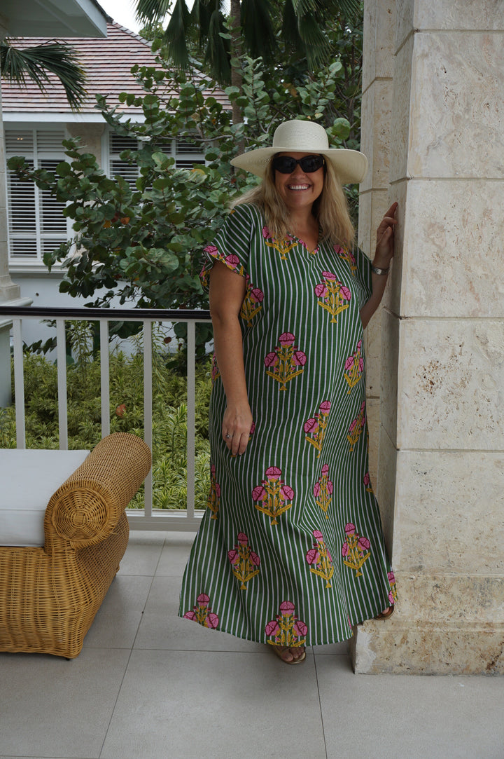 VESTIDO MOCA RAYAS VERDE