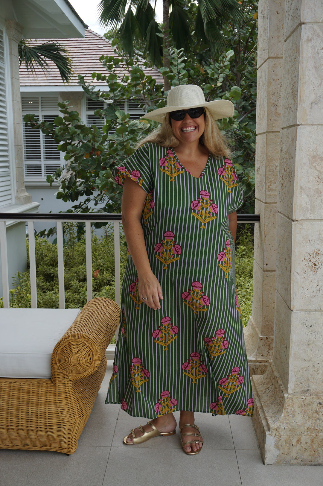 VESTIDO MOCA RAYAS VERDE