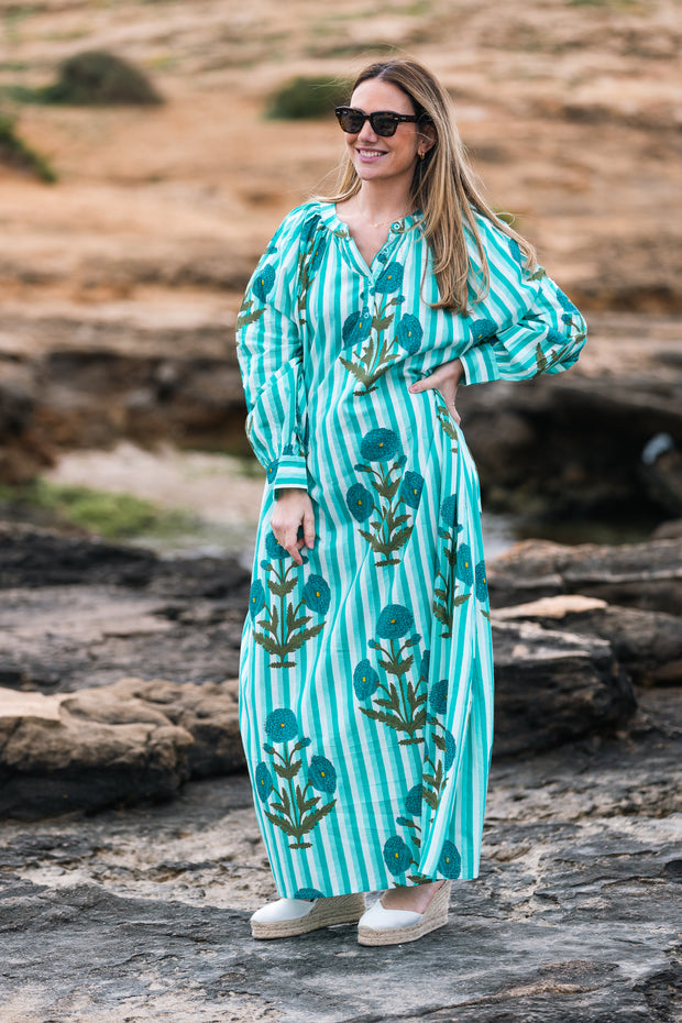VESTIDO TERRENAS MINT RAYAS