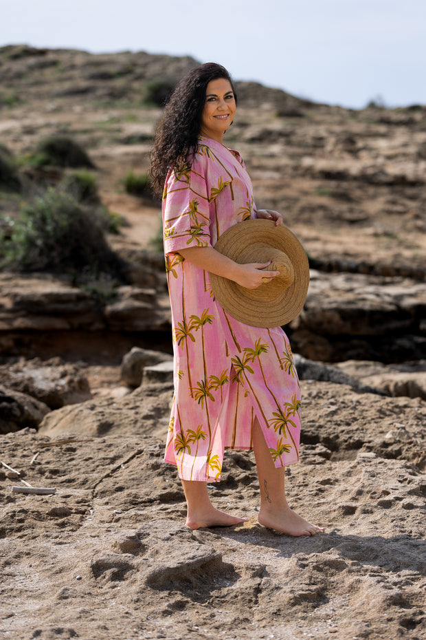 CAFTÁN ROMANA PALMERAS ROSA