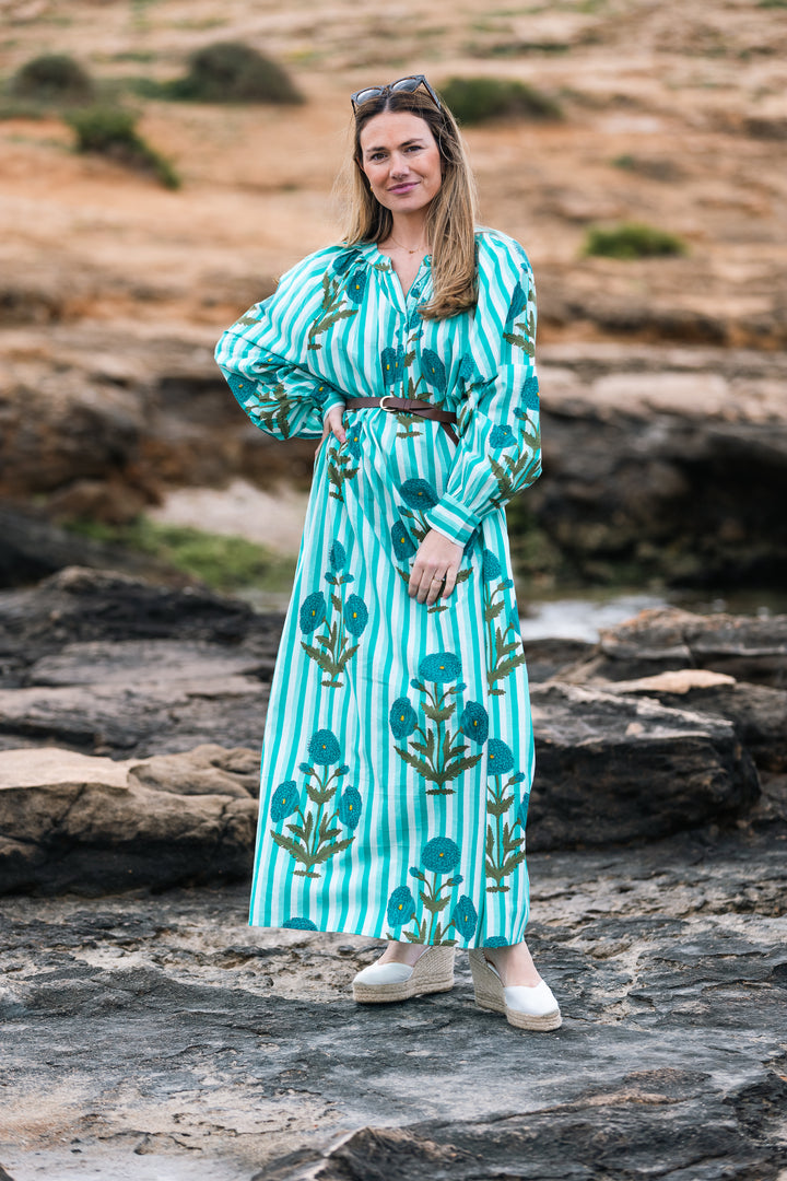 VESTIDO TERRENAS MINT RAYAS