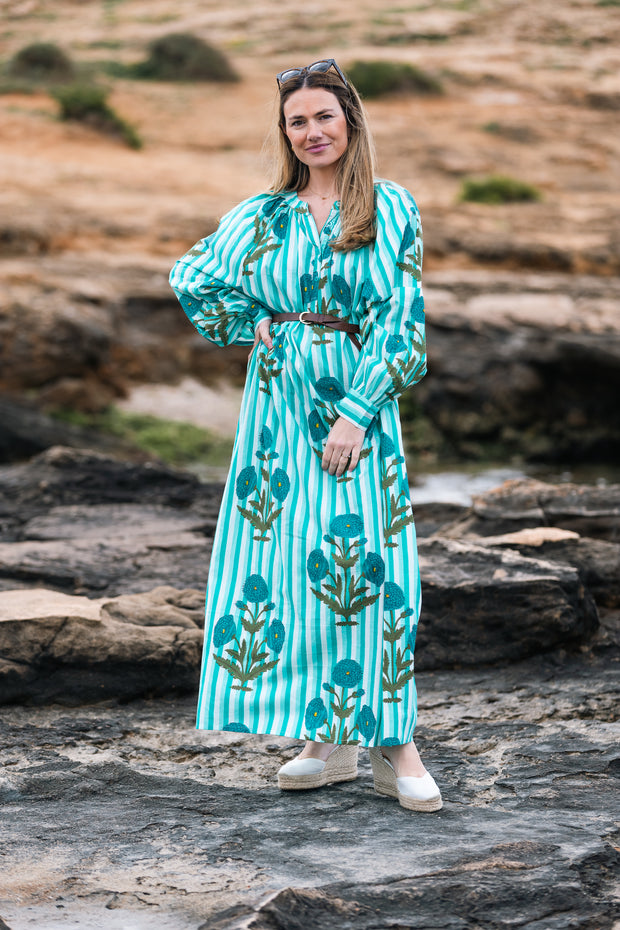 VESTIDO TERRENAS MINT RAYAS