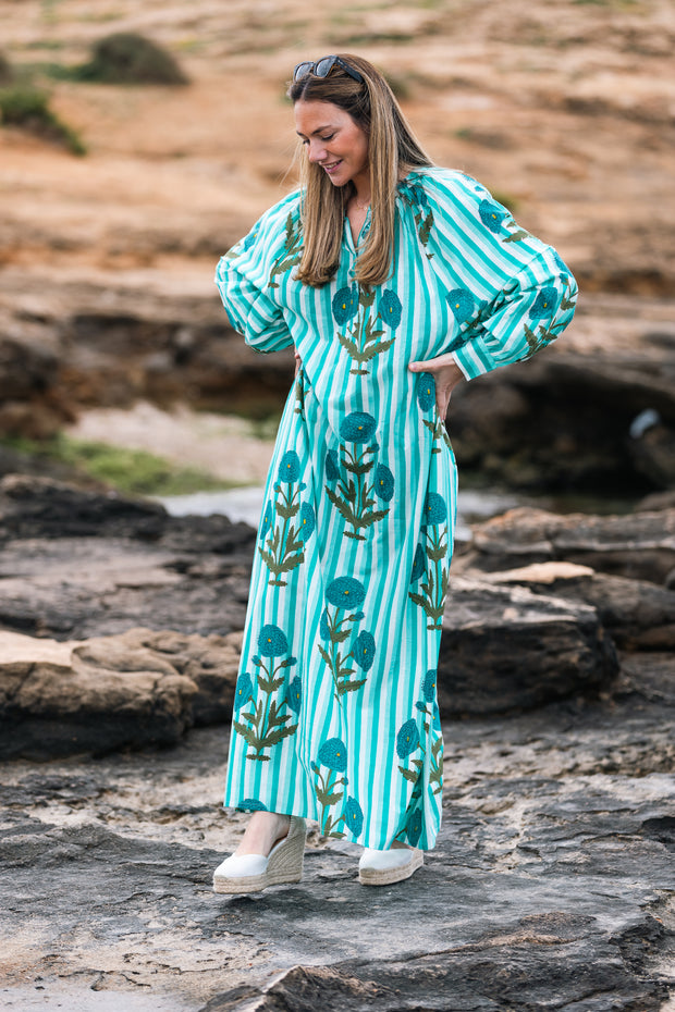 VESTIDO TERRENAS MINT RAYAS