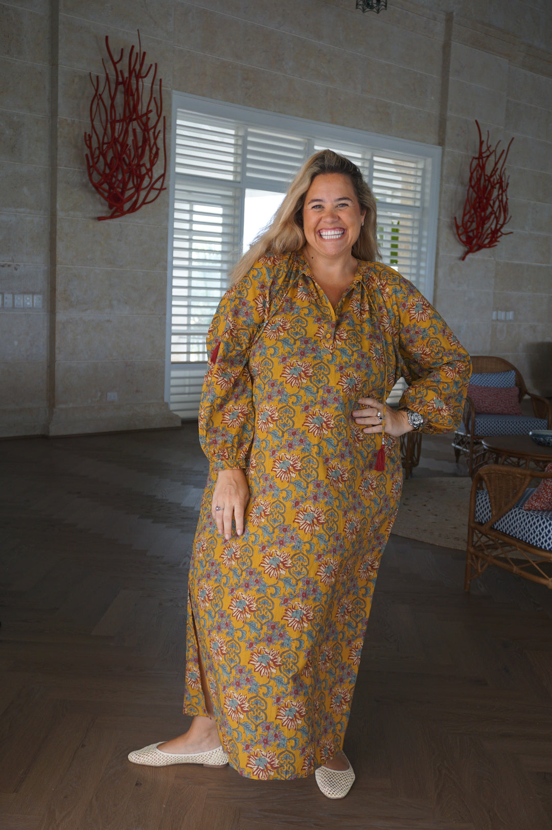 VESTIDO SAMANÁ MOSTAZA