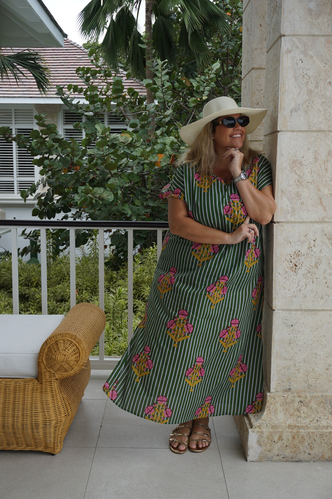 VESTIDO MOCA RAYAS VERDE