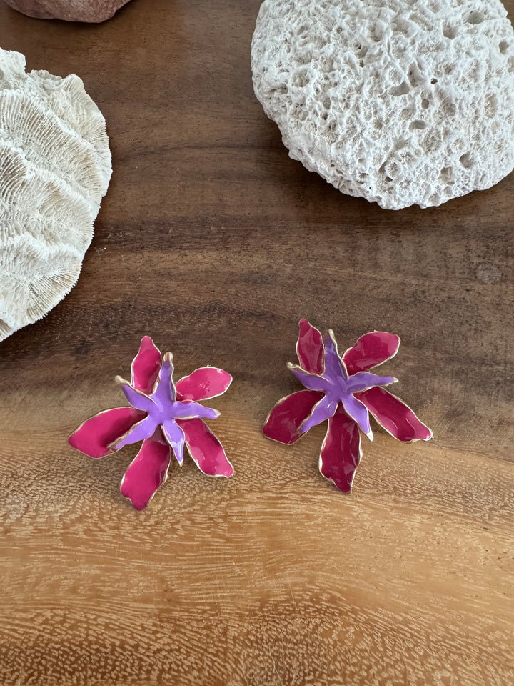 PENDIENTES DOBLE FLOR BUGANVILIA