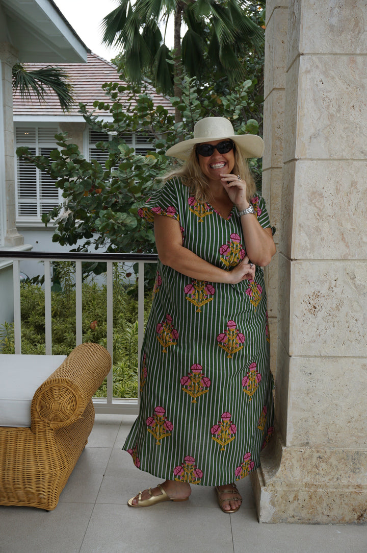 VESTIDO MOCA RAYAS VERDE
