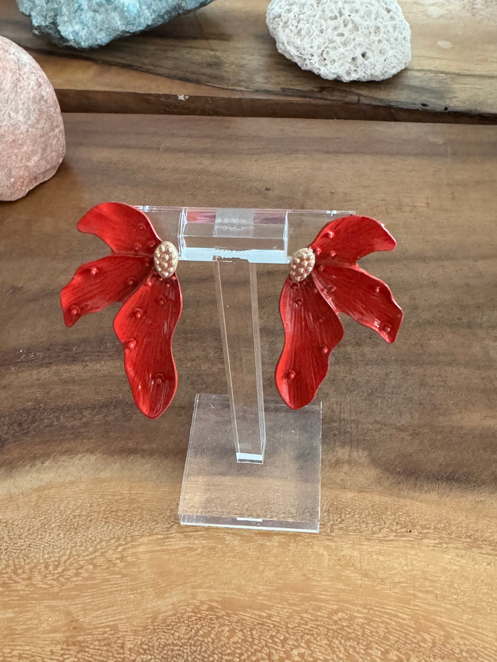 PENDIENTES FLOR ROJA