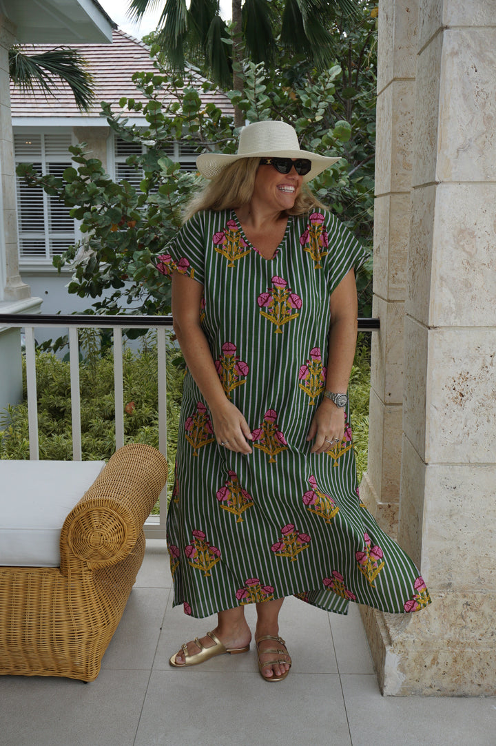 VESTIDO MOCA RAYAS VERDE