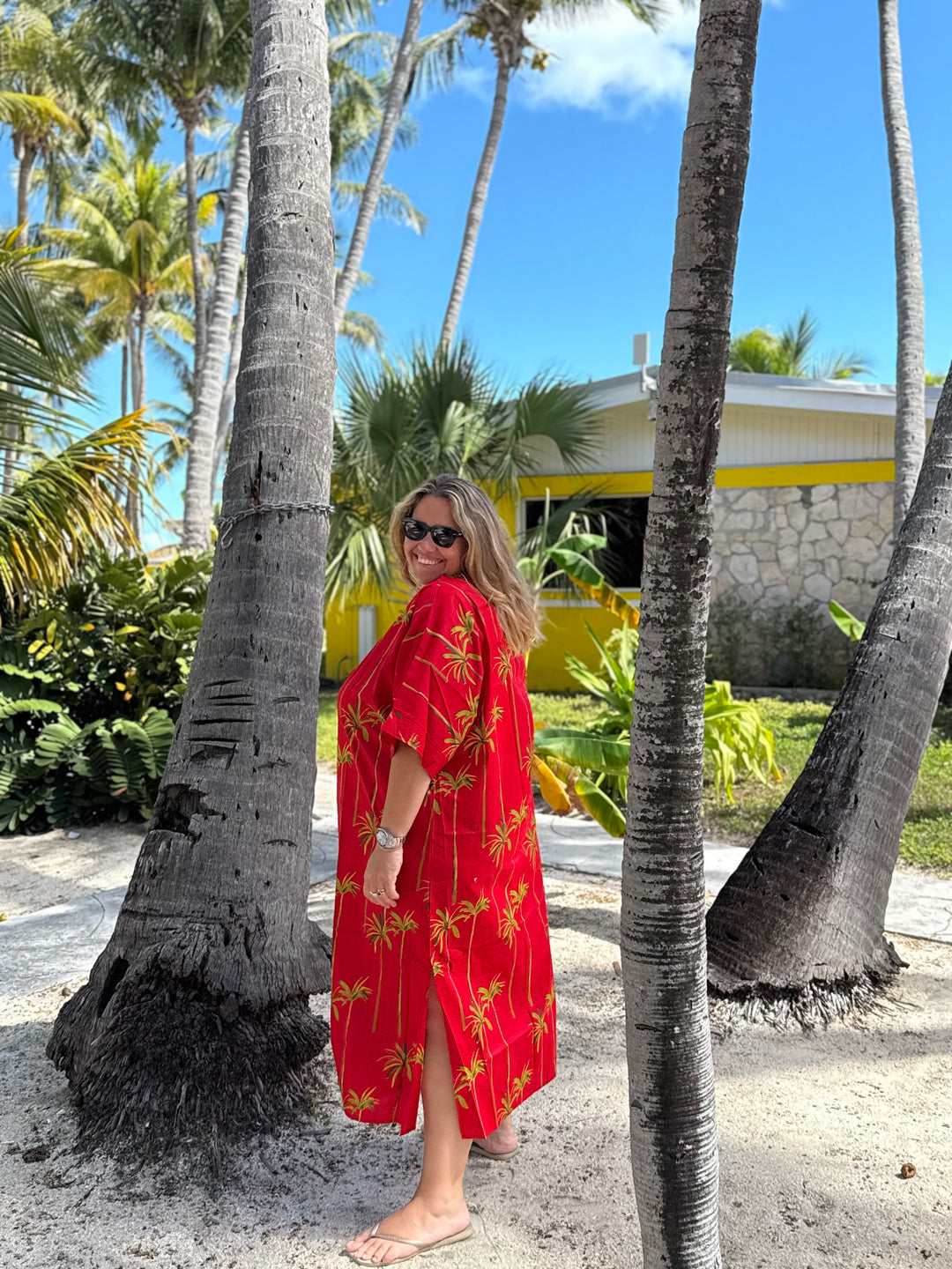 CAFTÁN SAONA PALMERAS ROJO