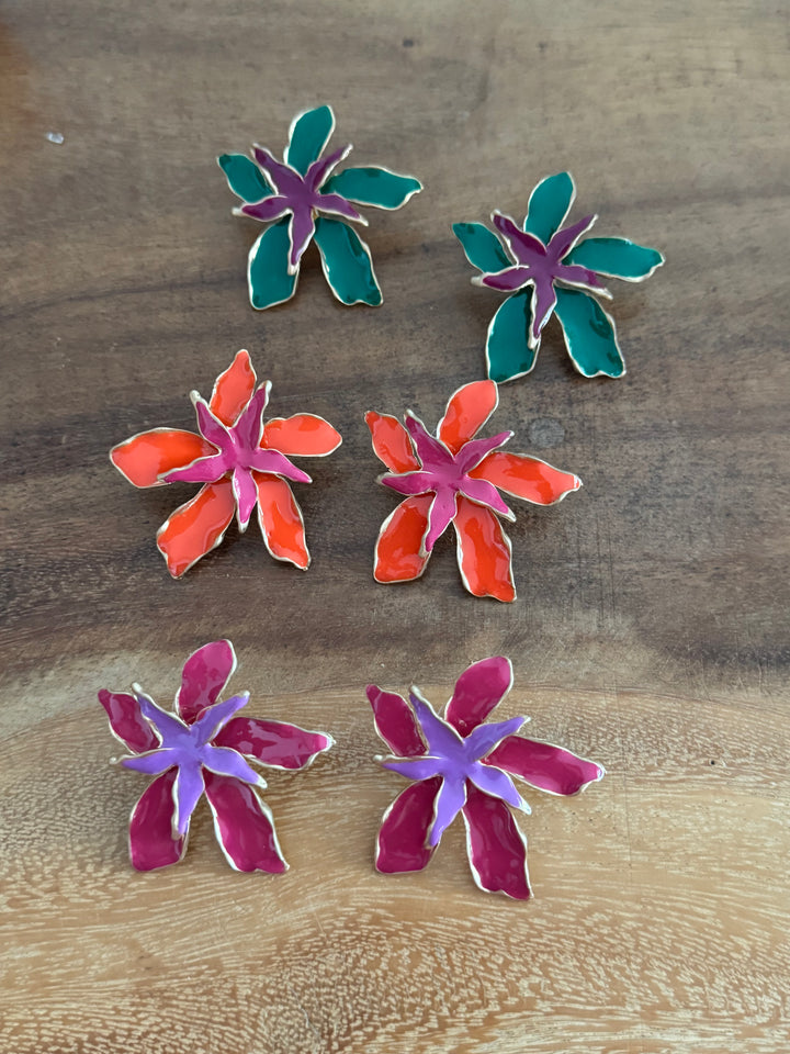 PENDIENTES DOBLE FLOR BUGANVILIA
